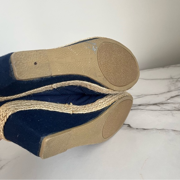 CL By Laundry Navy Blue Open Toe Wedges Size 7M - Picture 6 of 7